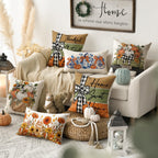 Fall Pumpkin Truck Sunflowers Home Sweet Home Throw Pillow Covers