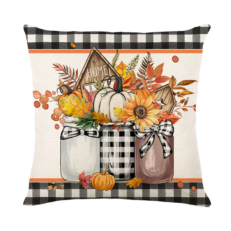 Fall Pumpkin Truck Sunflowers Home Sweet Home Throw Pillow Covers