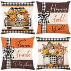 Fall Pumpkin Truck Sunflowers Home Sweet Home Throw Pillow Covers