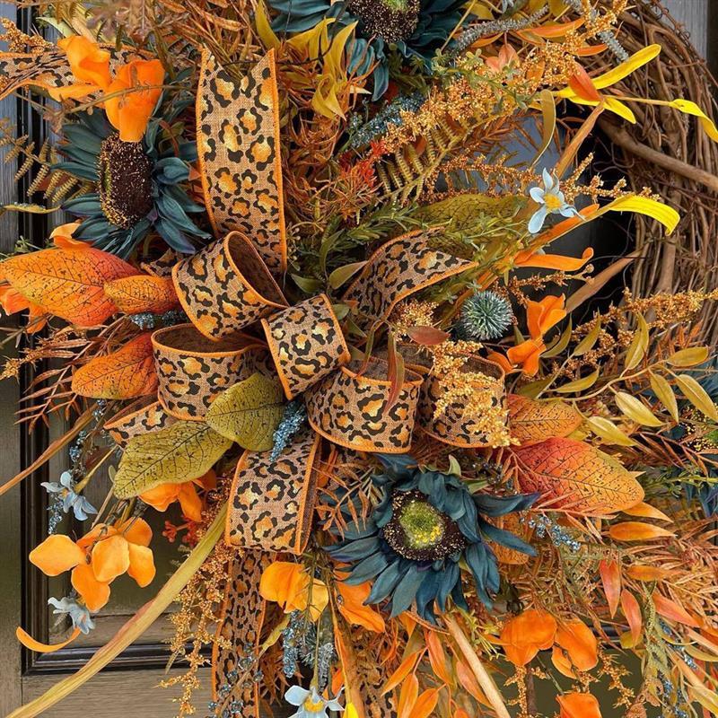 Autumn Sunflower Vine Wreath Front Door