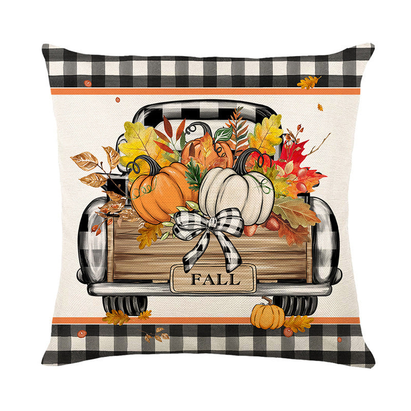 Fall Pumpkin Truck Sunflowers Home Sweet Home Throw Pillow Covers