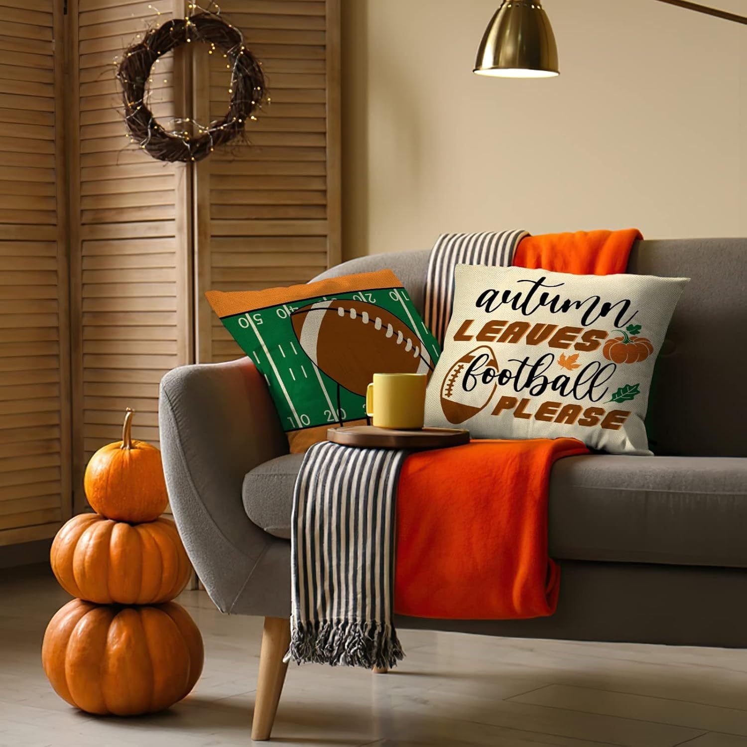 4 Fall Football Pillow Covers
