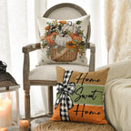 Fall Pumpkin Truck Sunflowers Home Sweet Home Throw Pillow Covers